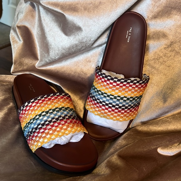 Rag & Bone Bailey Multi Color Knit Slides Sandals Slippers Size EU 41/11 - Picture 9 of 17